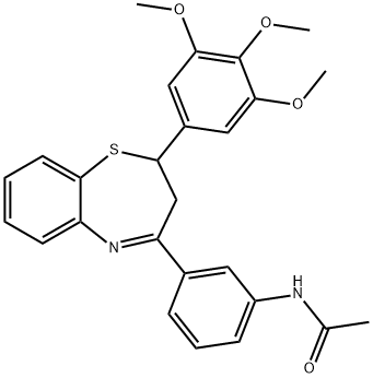 N-{3-[2-(3,4,5-trimethoxyphenyl)-2,3-dihydro-1,5-benzothiazepin-4-yl]phenyl}acetamide 结构式