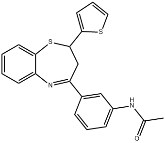 N-{3-[2-(2-thienyl)-2,3-dihydro-1,5-benzothiazepin-4-yl]phenyl}acetamide 结构式