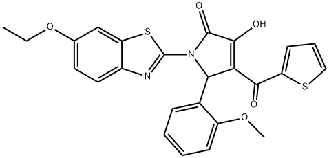 1-(6-ethoxy-1,3-benzothiazol-2-yl)-3-hydroxy-5-(2-methoxyphenyl)-4-(2-thienylcarbonyl)-1,5-dihydro-2H-pyrrol-2-one 结构式