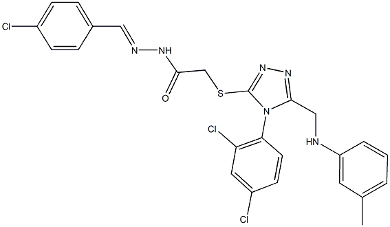 N'-(4-chlorobenzylidene)-2-{[4-(2,4-dichlorophenyl)-5-(3-toluidinomethyl)-4H-1,2,4-triazol-3-yl]sulfanyl}acetohydrazide 结构式