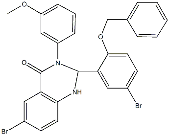 2-[2-(benzyloxy)-5-bromophenyl]-6-bromo-3-(3-methoxyphenyl)-2,3-dihydro-4(1H)-quinazolinone 结构式