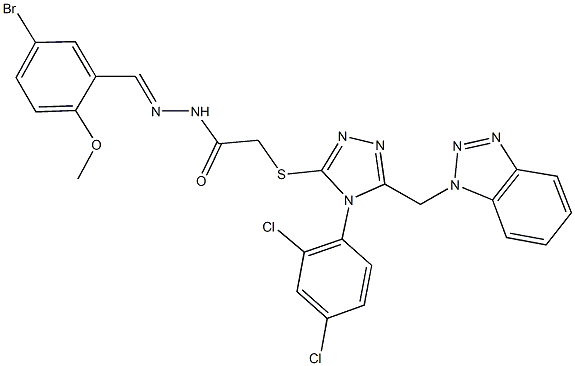 2-{[5-(1H-1,2,3-benzotriazol-1-ylmethyl)-4-(2,4-dichlorophenyl)-4H-1,2,4-triazol-3-yl]sulfanyl}-N'-(5-bromo-2-methoxybenzylidene)acetohydrazide 结构式