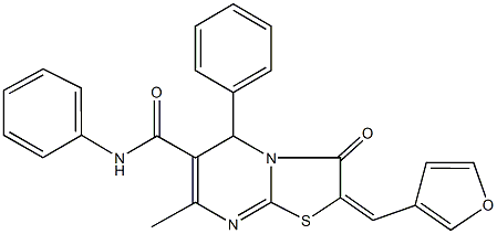 2-(3-furylmethylene)-7-methyl-3-oxo-N,5-diphenyl-2,3-dihydro-5H-[1,3]thiazolo[3,2-a]pyrimidine-6-carboxamide 结构式