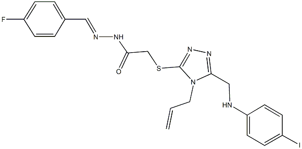 2-({4-allyl-5-[(4-iodoanilino)methyl]-4H-1,2,4-triazol-3-yl}sulfanyl)-N'-(4-fluorobenzylidene)acetohydrazide 结构式