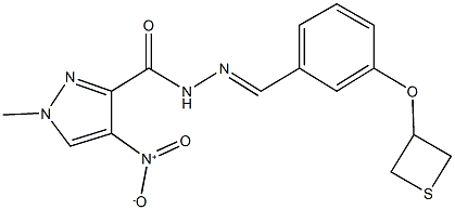 4-nitro-1-methyl-N'-[3-(3-thietanyloxy)benzylidene]-1H-pyrazole-3-carbohydrazide 结构式