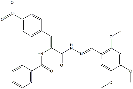 N-(2-{4-nitrophenyl}-1-{[2-(2,4,5-trimethoxybenzylidene)hydrazino]carbonyl}vinyl)benzamide 结构式