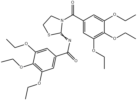 3,4,5-triethoxy-N-[3-(3,4,5-triethoxybenzoyl)-1,3-thiazolidin-2-ylidene]benzamide 结构式