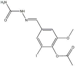 4-[2-(aminocarbonyl)carbohydrazonoyl]-2-iodo-6-methoxyphenyl acetate 结构式