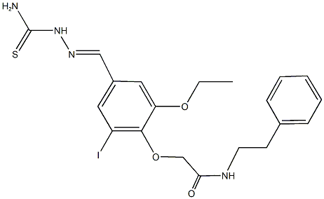 2-{4-[2-(aminocarbothioyl)carbohydrazonoyl]-2-ethoxy-6-iodophenoxy}-N-(2-phenylethyl)acetamide 结构式