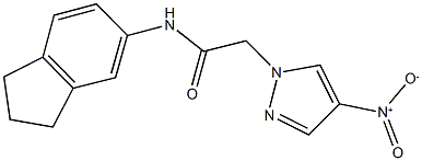 N-(2,3-dihydro-1H-inden-5-yl)-2-{4-nitro-1H-pyrazol-1-yl}acetamide 结构式