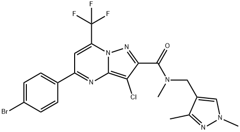 5-(4-bromophenyl)-3-chloro-N-[(1,3-dimethyl-1H-pyrazol-4-yl)methyl]-N-methyl-7-(trifluoromethyl)pyrazolo[1,5-a]pyrimidine-2-carboxamide 结构式