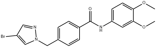 4-[(4-bromo-1H-pyrazol-1-yl)methyl]-N-(3,4-dimethoxyphenyl)benzamide 结构式