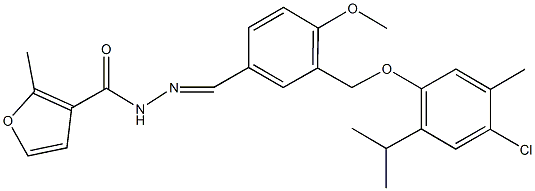N'-{3-[(4-chloro-2-isopropyl-5-methylphenoxy)methyl]-4-methoxybenzylidene}-2-methyl-3-furohydrazide 结构式