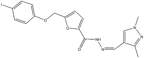 N'-[(1,3-dimethyl-1H-pyrazol-4-yl)methylene]-5-[(4-iodophenoxy)methyl]-2-furohydrazide 结构式