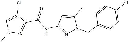 4-chloro-N-[1-(4-chlorobenzyl)-5-methyl-1H-pyrazol-3-yl]-1-methyl-1H-pyrazole-3-carboxamide 结构式