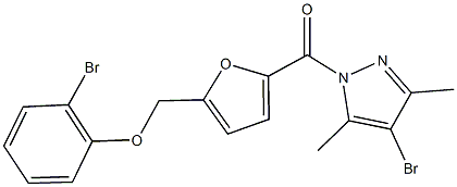 {5-[(4-bromo-3,5-dimethyl-1H-pyrazol-1-yl)carbonyl]-2-furyl}methyl 2-bromophenyl ether 结构式