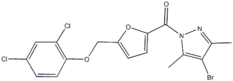 {5-[(4-bromo-3,5-dimethyl-1H-pyrazol-1-yl)carbonyl]-2-furyl}methyl 2,4-dichlorophenyl ether 结构式