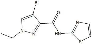 4-bromo-1-ethyl-N-(1,3-thiazol-2-yl)-1H-pyrazole-3-carboxamide 结构式