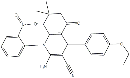 2-amino-4-(4-ethoxyphenyl)-1-{2-nitrophenyl}-7,7-dimethyl-5-oxo-1,4,5,6,7,8-hexahydro-3-quinolinecarbonitrile 结构式