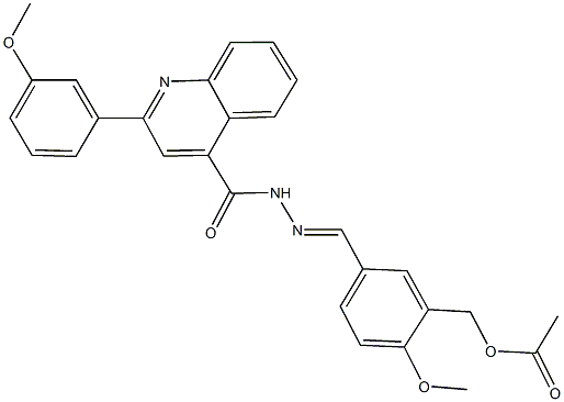 2-methoxy-5-(2-{[2-(3-methoxyphenyl)-4-quinolinyl]carbonyl}carbohydrazonoyl)benzyl acetate 结构式