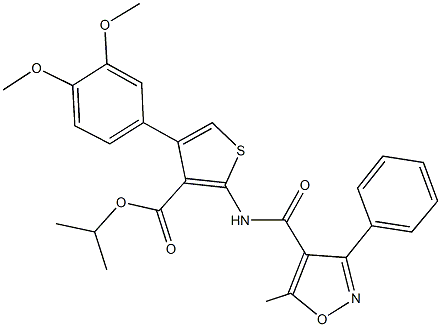 isopropyl 4-(3,4-dimethoxyphenyl)-2-{[(5-methyl-3-phenyl-4-isoxazolyl)carbonyl]amino}-3-thiophenecarboxylate 结构式