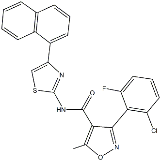 3-(2-chloro-6-fluorophenyl)-5-methyl-N-[4-(1-naphthyl)-1,3-thiazol-2-yl]-4-isoxazolecarboxamide 结构式