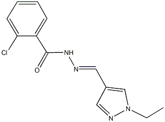 2-chloro-N'-[(1-ethyl-1H-pyrazol-4-yl)methylene]benzohydrazide 结构式