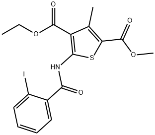 4-ethyl 2-methyl 5-[(2-iodobenzoyl)amino]-3-methyl-2,4-thiophenedicarboxylate 结构式