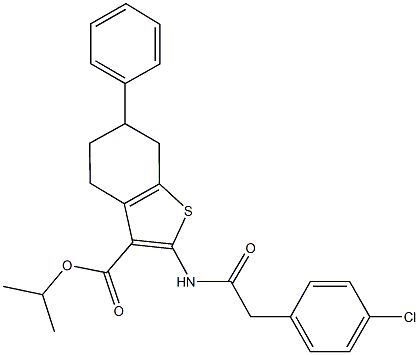 isopropyl 2-{[(4-chlorophenyl)acetyl]amino}-6-phenyl-4,5,6,7-tetrahydro-1-benzothiophene-3-carboxylate 结构式