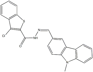 3-chloro-N'-[(9-methyl-9H-carbazol-3-yl)methylene]-1-benzothiophene-2-carbohydrazide 结构式