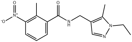 N-[(1-ethyl-5-methyl-1H-pyrazol-4-yl)methyl]-3-nitro-2-methylbenzamide 结构式