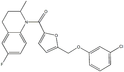 1-{5-[(3-chlorophenoxy)methyl]-2-furoyl}-6-fluoro-2-methyl-1,2,3,4-tetrahydroquinoline 结构式