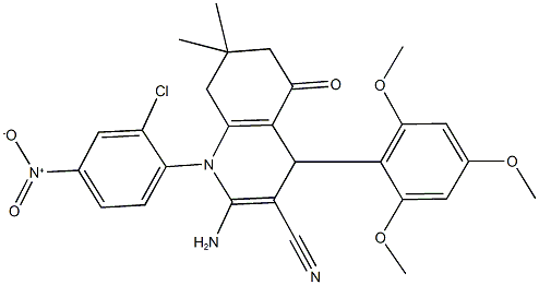 2-amino-1-{2-chloro-4-nitrophenyl}-7,7-dimethyl-5-oxo-4-(2,4,6-trimethoxyphenyl)-1,4,5,6,7,8-hexahydro-3-quinolinecarbonitrile 结构式