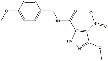 4-nitro-3-methoxy-N-(4-methoxybenzyl)-1H-pyrazole-5-carboxamide 结构式