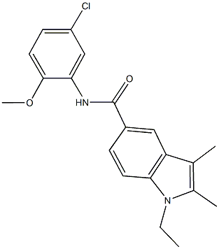 N-(5-chloro-2-methoxyphenyl)-1-ethyl-2,3-dimethyl-1H-indole-5-carboxamide 结构式