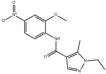 1-ethyl-N-{4-nitro-2-methoxyphenyl}-5-methyl-1H-pyrazole-4-carboxamide 结构式