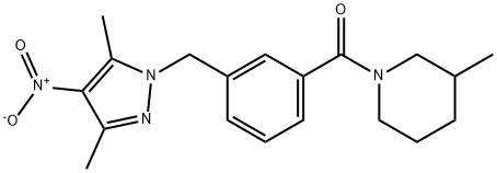 1-[3-({4-nitro-3,5-dimethyl-1H-pyrazol-1-yl}methyl)benzoyl]-3-methylpiperidine 结构式