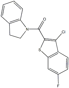 1-[(3-chloro-6-fluoro-1-benzothien-2-yl)carbonyl]indoline 结构式