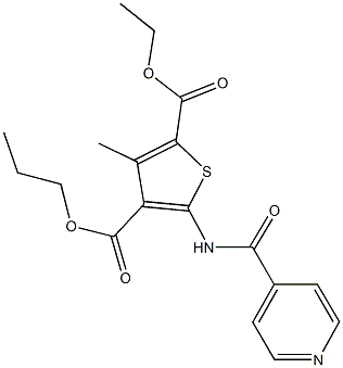 2-ethyl 4-propyl 5-(isonicotinoylamino)-3-methyl-2,4-thiophenedicarboxylate 结构式