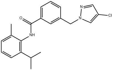 3-[(4-chloro-1H-pyrazol-1-yl)methyl]-N-(2-isopropyl-6-methylphenyl)benzamide 结构式