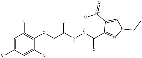 1-ethyl-4-nitro-N'-[(2,4,6-trichlorophenoxy)acetyl]-1H-pyrazole-3-carbohydrazide 结构式