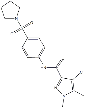 4-chloro-1,5-dimethyl-N-[4-(1-pyrrolidinylsulfonyl)phenyl]-1H-pyrazole-3-carboxamide 结构式