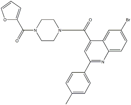 6-bromo-4-{[4-(2-furoyl)-1-piperazinyl]carbonyl}-2-(4-methylphenyl)quinoline 结构式