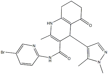 N-(5-bromopyridin-2-yl)-4-(1,5-dimethyl-1H-pyrazol-4-yl)-2-methyl-5-oxo-1,4,5,6,7,8-hexahydroquinoline-3-carboxamide 结构式