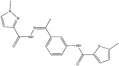 5-methyl-N-(3-{N-[(1-methyl-1H-pyrazol-3-yl)carbonyl]ethanehydrazonoyl}phenyl)-2-thiophenecarboxamide 结构式