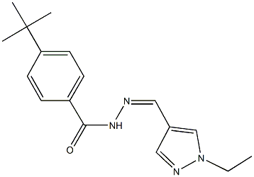 4-tert-butyl-N'-[(1-ethyl-1H-pyrazol-4-yl)methylene]benzohydrazide 结构式