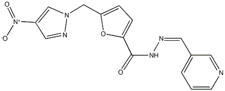 5-({4-nitro-1H-pyrazol-1-yl}methyl)-N'-(3-pyridinylmethylene)-2-furohydrazide 结构式