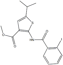 methyl 2-[(2-iodobenzoyl)amino]-5-isopropyl-3-thiophenecarboxylate 结构式