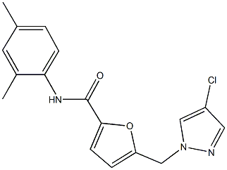 5-[(4-chloro-1H-pyrazol-1-yl)methyl]-N-(2,4-dimethylphenyl)-2-furamide 结构式