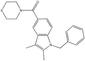1-benzyl-2,3-dimethyl-5-(4-thiomorpholinylcarbonyl)-1H-indole 结构式